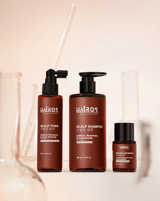 [HAIROS] Full Haircare Set - Scalp Shampoo 350ml + Scalp Tonic 150ml + Protein Hair Serum 50ml