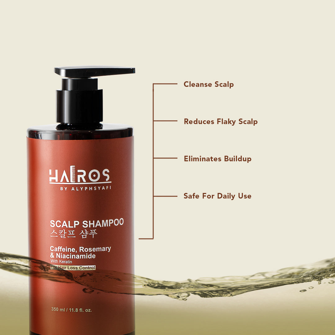 [HAIROS] Scalp Shampoo 350ml with Caffeine, Rosemary, Niacinamide with Keratin [For Hair Loss Control]