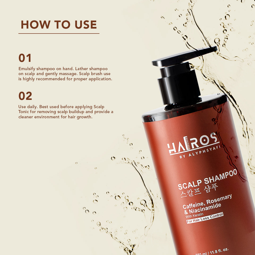 [HAIROS] Scalp Shampoo 350ml with Caffeine, Rosemary, Niacinamide with Keratin [For Hair Loss Control]