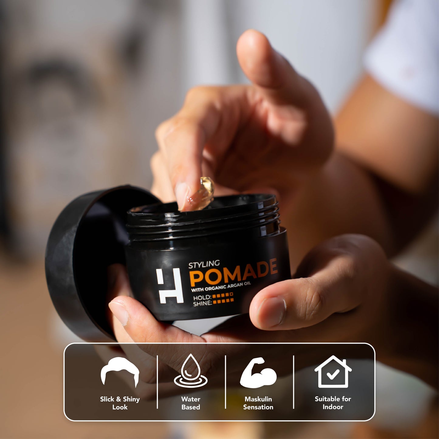 [HAIROS] Styling Pomade 100g | With Organic Argan Oil | High-Hold | Water Soluble | Easy Wash | Extra Shining