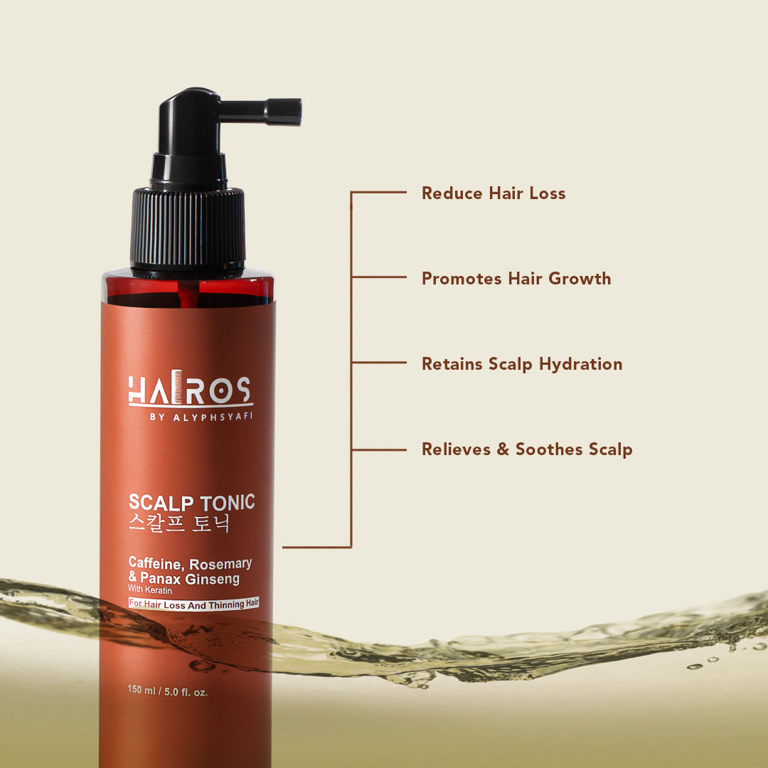 Scalp Tonic 150ml with Caffeine, Rosemary, Panax Ginseng & Keratin [For Hair Loss and Thinning Hair]