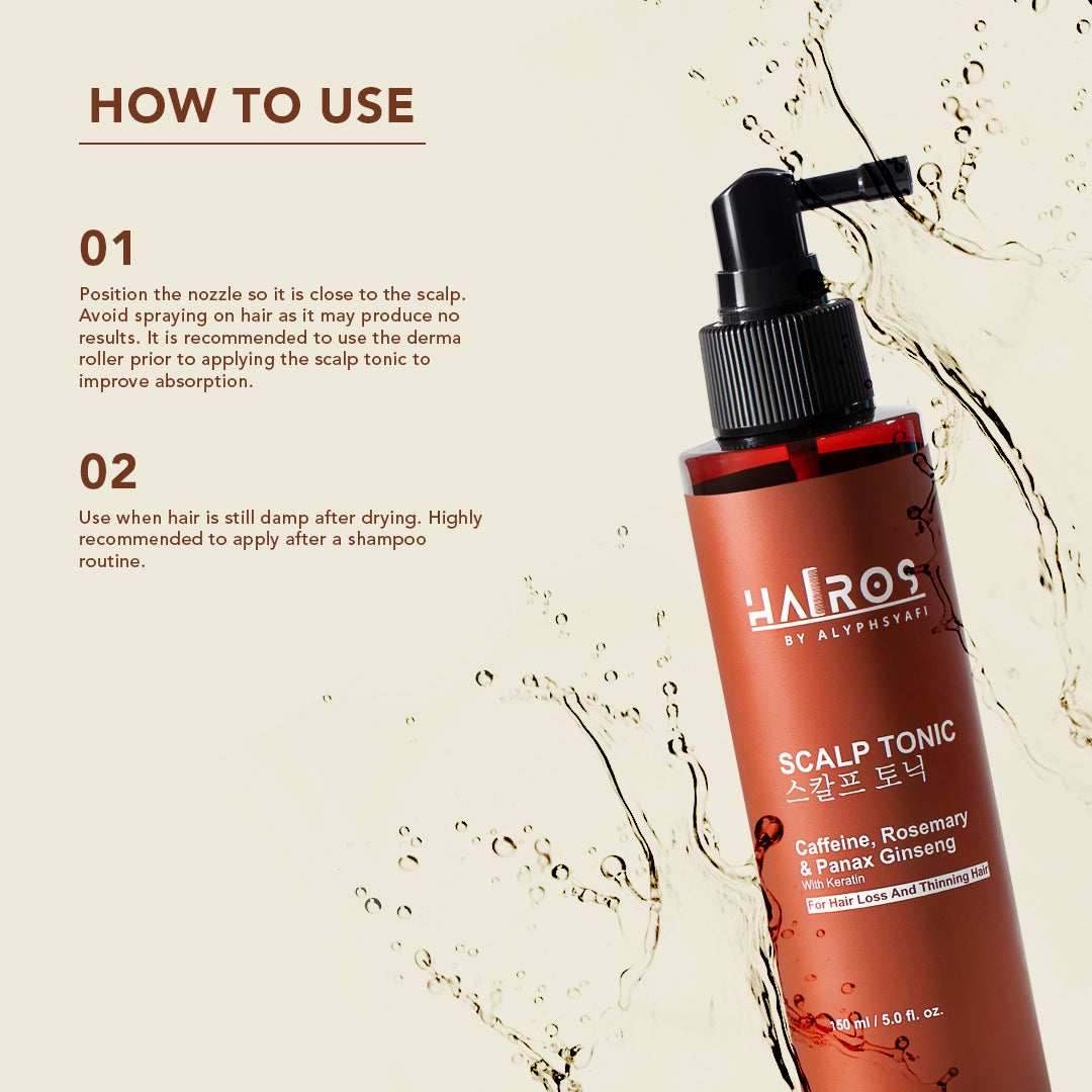Scalp Tonic 150ml with Caffeine, Rosemary, Panax Ginseng & Keratin [For Hair Loss and Thinning Hair]